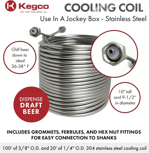 Vista 2 de Kegco Bobina de enfriamiento 3PJBC-120L, 120', acero inoxidable