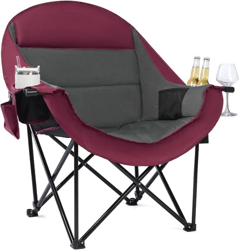 Vista 16 de Silla de camping de gran tamaño con calefacción, resistente, acolchada Negro (Allblack)