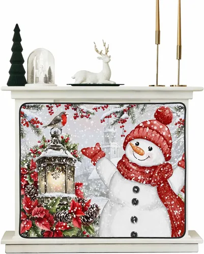 Vista 45 de Cubierta magnética azul para chimenea, detiene la pérdida de calor, pantalla de chimenea para interiores, bolas de gnomos de Navidad, árbol de copo