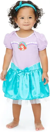 Vista 2 de Disney Princesa Ariel Cenicienta Belle - Vestido y diadema para bebé, color blanco nieve