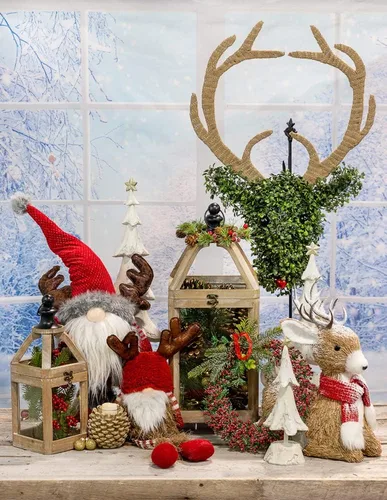 Vista 3 de Boston International Decoración de árbol de mesa de Navidad de invierno, pequeña, nieve nacarada
