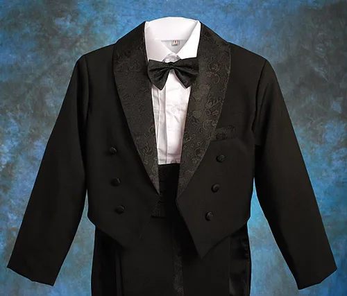 Vista 5 de Lito Angels Traje clásico de esmoquin con colas para niños de 5 piezas Negro (Cummerbund)