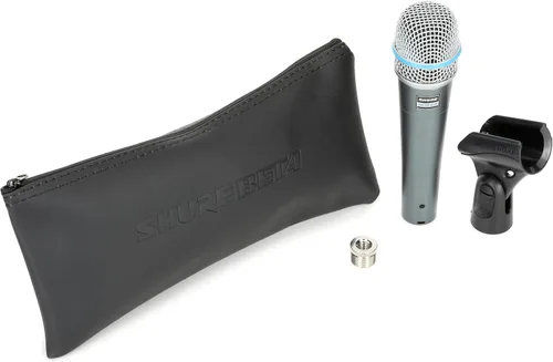 Vista 2 de Shure Micrófono de instrumento dinámico supercardioide Beta 57A con soporte de base redonda