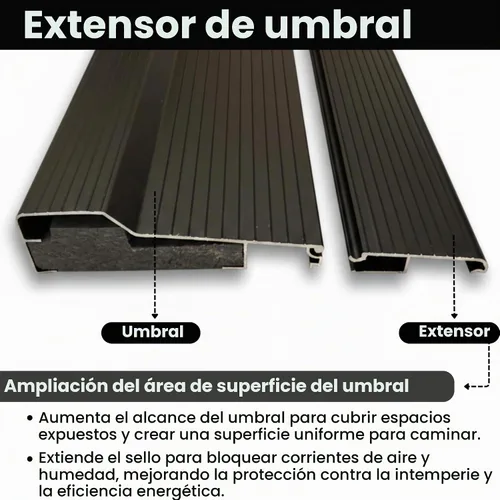 Vista 4 de KC Hardware - Extensión de umbral de aluminio, extensor de umbral de puerta de alta resistencia para umbral existente, transición suave de puerta