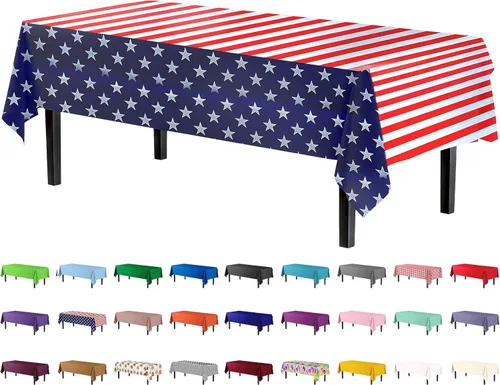 Vista 62 de Party Solids Paquete de 4 manteles de plástico color azul aguamarina, 54 x 108 pulgadas, mantel desechable para fiestas y pícnics
