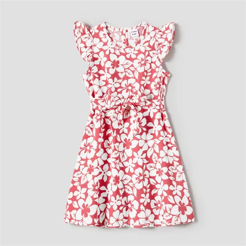 Vista 3 de PATPAT Vestidos de mamá y yo a juego para la familia, vestido de lunares con mangas voladas para madre e hija