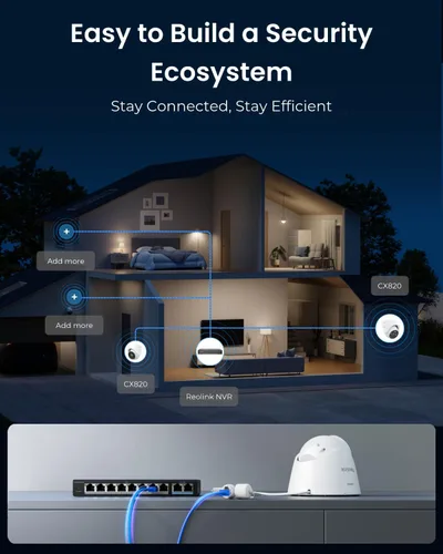 Vista 6 de REOLINK Cámara de seguridad CX820 ColorX PoE, 4K UHD, visión nocturna a color real, súper apertura F1.0, sensor de imagen de 1/1.8'', tecnología