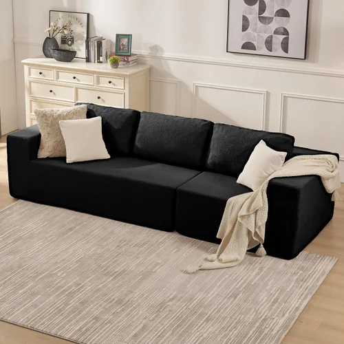 Vista 53 de Furnify Sofá modular tapizado de espuma de 30", Sofá de piso tapizado con almohada, Silla puf para dormitorio y sala de estar, No requiere