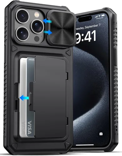 Vista 56 de ATATOO Funda Cartera para iPhone Air, Portador de Tarjetas Integrado (3-5 Tarjetas) [Bloqueo RFID] y Cubierta Deslizante para Cámara, Protección