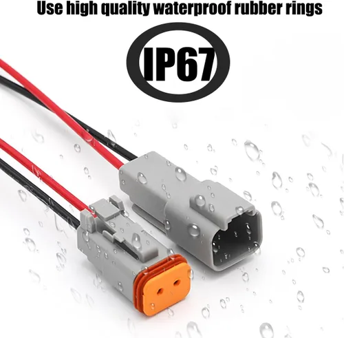 Vista 2 de Conector de cable eléctrico de 2 pines, 7.9 pulgadas, 16 AWG, macho hembra, impermeable, enchufe de desconexión rápida para automóvil, camión
