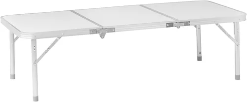 Vista 4 de Mesa plegable para uso en interiores y exteriores, mesa de tres pliegues de aleación de aluminio, mesa plegable portátil, mesa rectangular