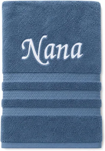 Vista 4 de Liberty21 Toalla de baño de lujo bordada con monograma personalizado o nombre. 100% algodón. (gris)