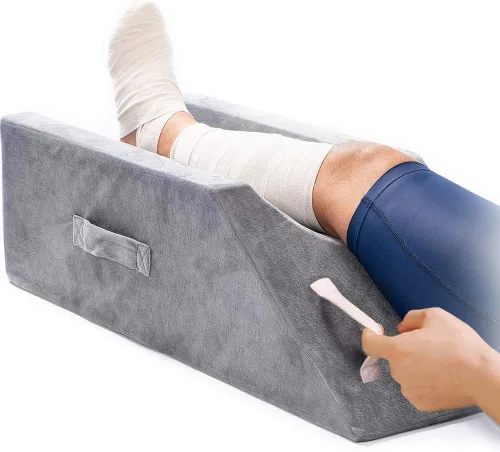 Vista 8 de LightEase Almohada de cuña doble para piernas poscirugía, rodilla, tobillo, almohada de espuma viscoelástica para lesiones, dormir, reposapiés