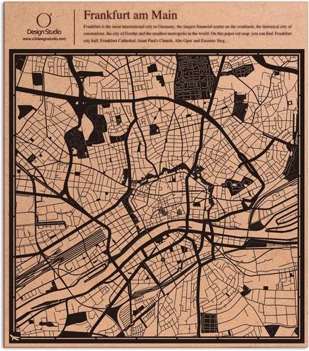 Vista 84 de O3 Design Studio Abu Dhabi - Mapa de corte de papel negro (12 x 12 pulgadas)