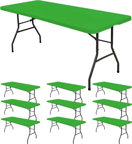 Vista 20 de 6 Pack de Manteles Ajustados para Mesas Rectangulares de 8 Pies, Cubierta de Mesa Aqua Azul Elástica para Picnic al Aire Libre, Paños de Mesa