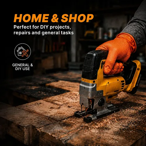 Vista 8 de TitanFlex Heavy Duty Orange Industrial Nitrile Gloves with Raised Diamond Texture, Latex Free (6mil/8mil)