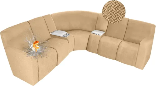 Vista 16 de ALIECOM Fundas 100% impermeables para sofá seccional reclinable, forma de L, elásticas, para esquina, funda para sofá seccional reclinable, lavable
