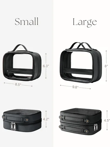 Vista 4 de Bolsa de Cosméticos Transparente de Doble Capa Bolsa de Artículos de Tocador de Viaje Bolsa de Maquillaje Transparente Estuche con 4 Compartimentos