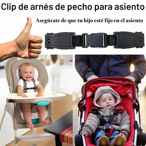 Vista 5 de Clip de asiento de bebé, hebilla de bloqueo de hebilla para arnés de pecho, hebilla universal de repuesto infantil para cochecitos de sillas altas