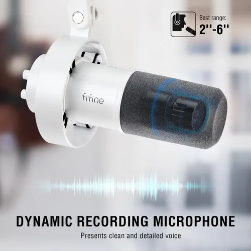 Vista 2 de FIFINE AmpliTank K688W Studio XLR Dynamic Microphone, USB PC Podcast Mic