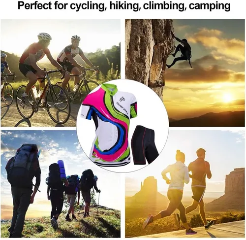 Vista 12 de Jersey de ciclismo para mujer, de manga corta, secado rápido, transpirable, para montaña.