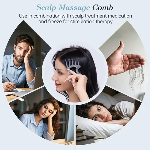 Vista 4 de Herramientas faciales del masaje del Gua Sha del metal, peine del masaje del cuero cabelludo para la cabeza Hollow Handle & Massage Heads Deeply