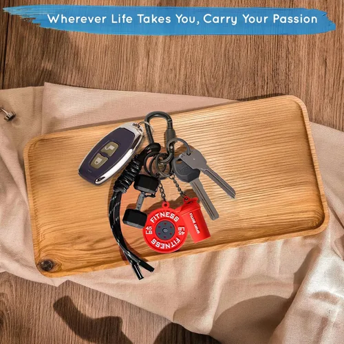 Vista 5 de Llavero de Mancuerna y Pesas, Adornos para Bolso o Cartera, Regalo para Mujeres y Hombres Fitness, Lindos Accesorios Mini para Llaves de Coche