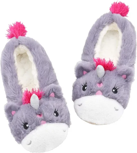 Vista 20 de Panda Bros - Pantuflas gruesas y cálidas para mujer con suela antideslizante, zapatos de casa con diseño de personajes, pantuflas novedosas