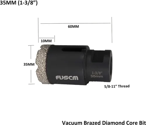 Vista 2 de Brocas de núcleo de diamante de 1-3/8 pulgadas para porcelana, cerámica, ladrillo, ladrillo, vacío, sierra de agujero soldada al vacío, 1.378 in