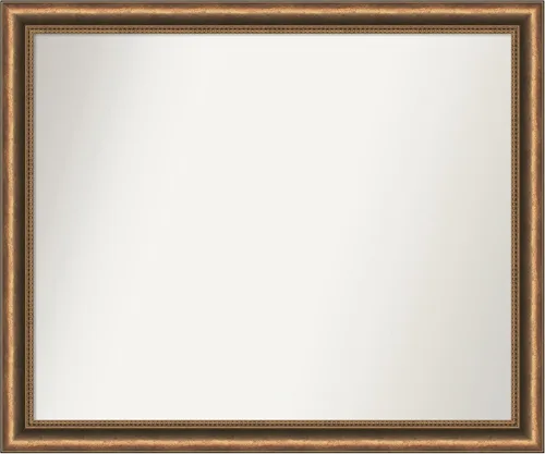 Vista 145 de Amanti Art Espejo de baño de bronce para sobre fregadero, 24 x 24 pulgadas, espejo de tocador cuadrado estrecho de bronce Manhattan, marco de madera