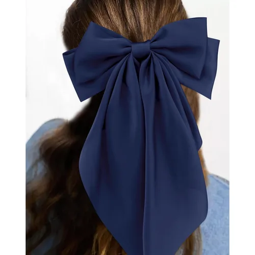 Vista 2 de Velscrun Lazos para el cabello para mujeres y niñas, 3 unidades, lazo blanco, lazo negro, azul marino, lazos grandes para el cabello con clip, lazos