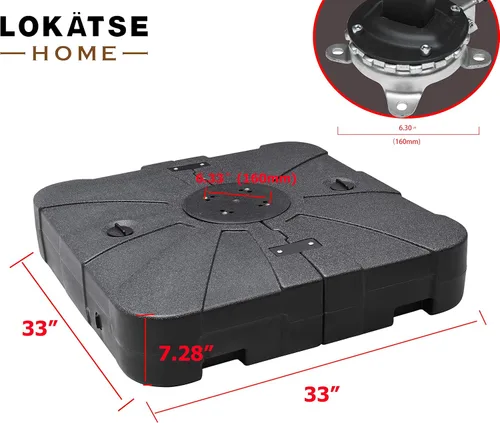 Vista 2 de LOKATSE HOME Base cuadrada para sombrilla de 220 libras, soporte ponderado de arena/agua para exteriores, soporte voladizo para terraza, jardín