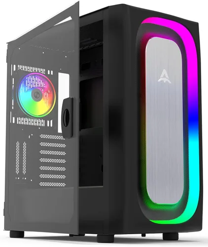 Vista 13 de ALSEYE Rams2.0 - Carcasa de PC de torre media Micro-ATX/ITX MATX, panel lateral de vidrio templado, filtros de polvo de control ARGB compatibles
