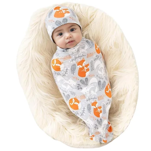 Vista 9 de Galabloomer Manta Envolvente para Recién Nacido con Conjunto de Gorro Bebé Niño Manta de Recepción Gris con Flechas