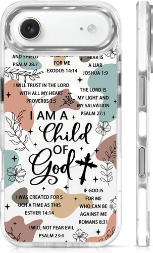 Vista 31 de Funda para iPhone 13/14 [compatible con Magsafe], funda magnética transparente de silicona a prueba de golpes con patrón de versículos de la Biblia