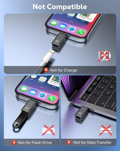 Vista 3 de MoKo Adaptador de audio Lightning a USB-C, no para micrófonos/carga/transferencia de datos, USB C macho a hembra, adaptador de auriculares Lightning