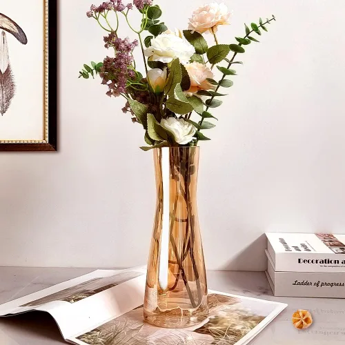 Vista 6 de Aoderun Florero para decoración de 10 pulgadas de cristal transparente para centros de mesa, jarrones grandes para flores, flores secas, decoración