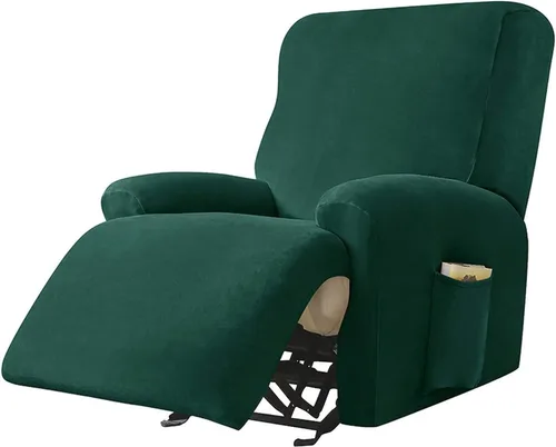 Vista 29 de LazyBoy - Funda para silla reclinable jacquard, fundas elásticas de terciopelo de color liso para sillas reclinables, 4 piezas, protector de muebles
