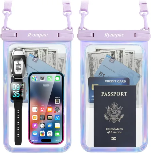 Vista 16 de Rynapac Bolsa impermeable para teléfono - Bolsa impermeable para teléfono de 8.5 pulgadas con cordón, bolsa seca para teléfono IPX8, artículos