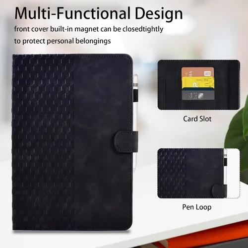 Vista 5 de Funda para Samsung Galaxy Tab S6 Lite 2024/2022/2020 de 10.4 pulgadas SM-P620/P625/P610/P613/P615/P619 de piel sintética, funda magnética con Negro