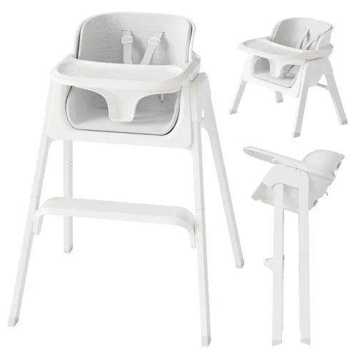 Vista 9 de Fodoss Silla alta convertible para bebé con bandeja desmontable, silla alta plegable para comer con cojín grueso, silla para Comer de Bebe Grows