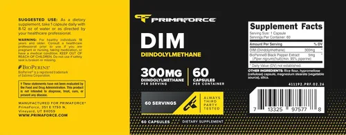 Vista 5 de Primaforce Suplemento DIM (diindolilmetano) 300 mg 60 cápsulas vegetarianas Con extracto de pimienta negra BioPerine para una mayor absorción, sin