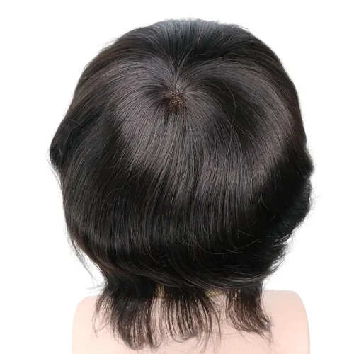 Vista 9 de Toupee - Sistema de reemplazo de cabello para hombres, cabello humano real, 5 x 7 pulgadas, base de encaje mono, extensión duradera para hombre
