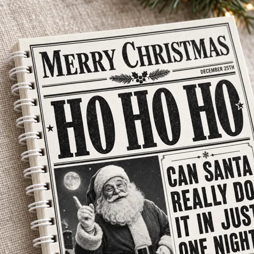 Vista 8 de Libro de tarjetas de regalo de Navidad para adultos, folleto de regalo de Vintage Newspaper