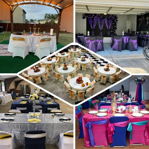 Vista 4 de Efavormart - Funda para silla plegable elástica de elastano, ajustable, para cenas, eventos, bodas, fiestas, banquetes, catering, color beige