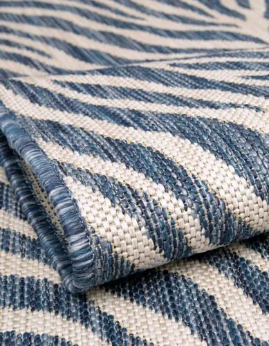Vista 7 de Unique Loom Outdoor Safari Collection - Alfombra de área - Tsavo (2' x 3' 1", rectangular, azul/marfil)