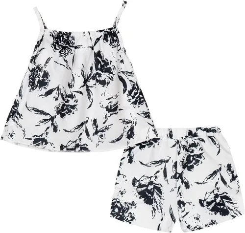 Vista 2 de LittleSpring Conjunto de verano para niñas con camiseta sin mangas y pantalones cortos florales