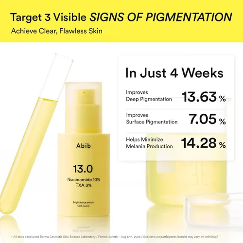 Vista 7 de Abib Bright Force Serum 13.0 Pump, 10% niacinamida + 3% TXA, 1.01 onzas líquidas, suero iluminador para tono de piel desigual, hiperpigmentación