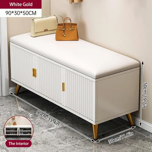 Vista 2 de Zapatero con puerta, moderno organizador de zapatos oculto para tacones altos, banco delgado de almacenamiento de zapatos para entradas, pasillos