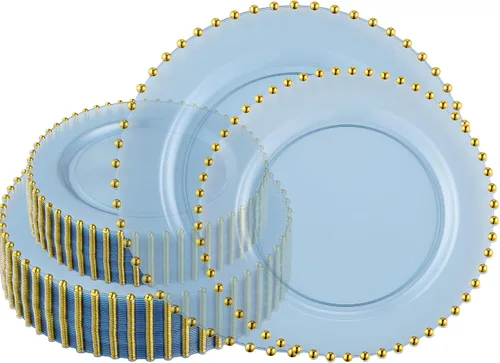 Vista 36 de Plasticpro - Juego de platos combinados de 32 piezas de plástico para cena, platos desechables de plástico elegantes y resistentes para fiestas de 7